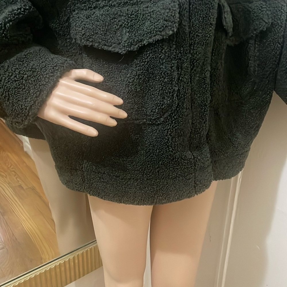 Zara green Teddy fleece oversized jacket - Picture 4 of 13